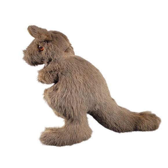 Vintage Real Fur Kangaroo Plush Toy with Joey, Brown 10" Stuffed Animal - Picture 6 of 16